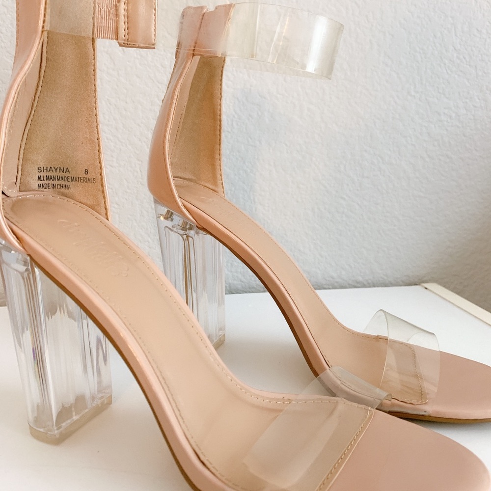 Clear block heels